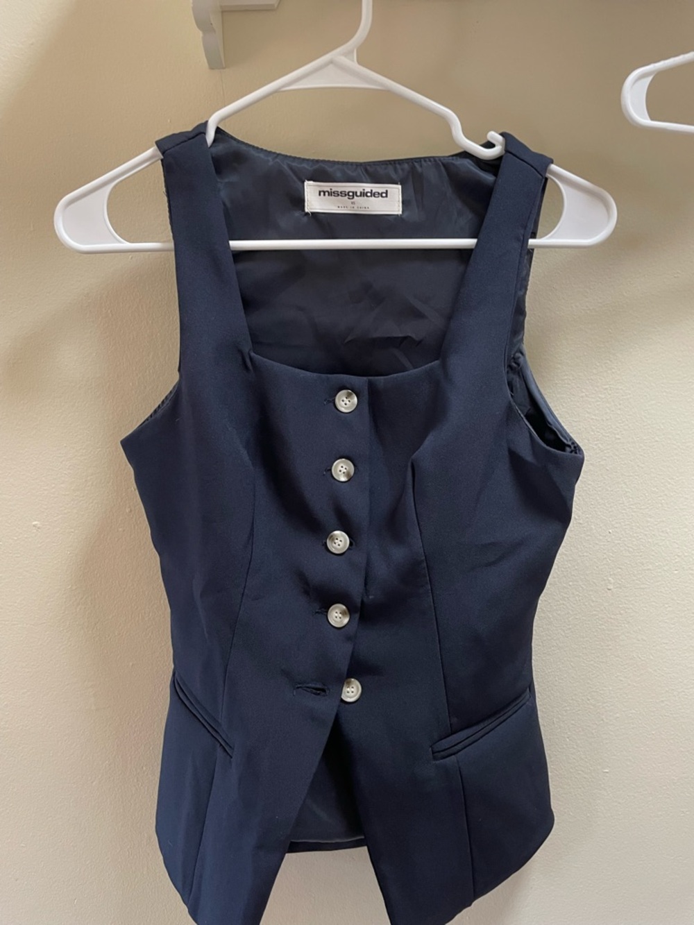 Missguided Dark Navy Button Front Vest